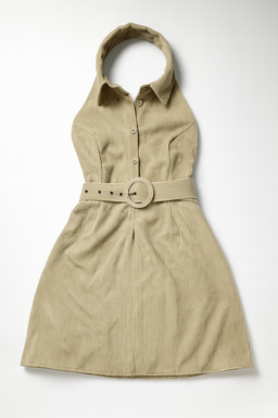 Vestido halter beige con cinturón - Size M