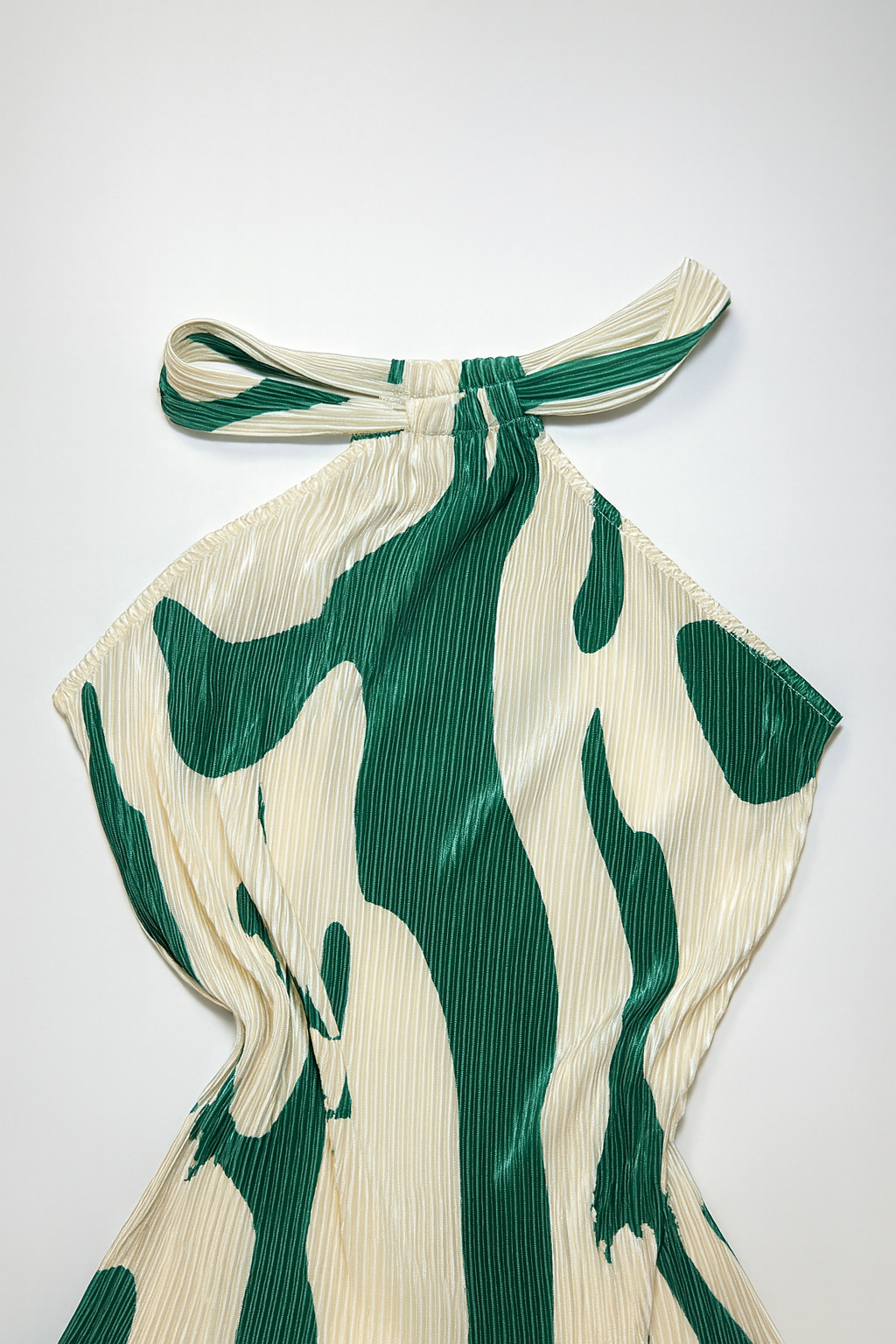 Vestido Halter Estampado Verde y Beige - Size M_0