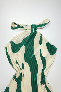 Vestido Halter Estampado Verde y Beige - Size M