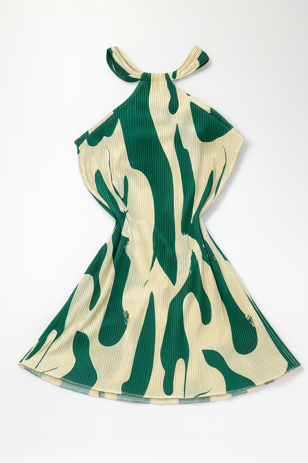 Vestido Halter Estampado Verde y Beige - Size M_1