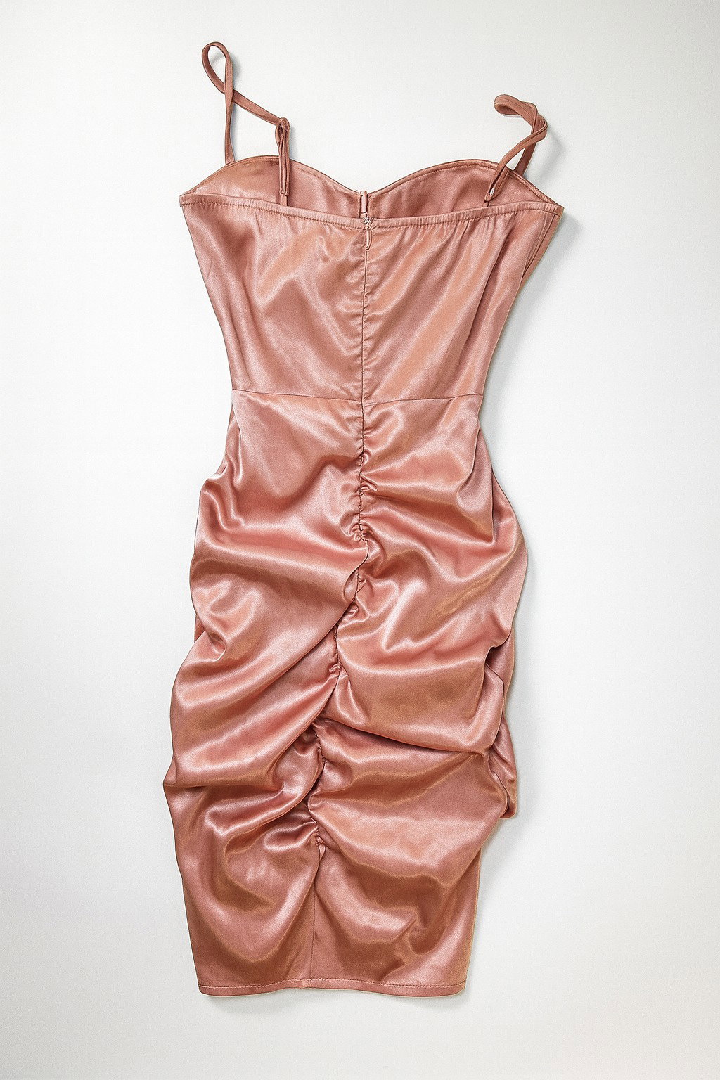 Vestido corset satinado color rosa empolvado - Size S_1