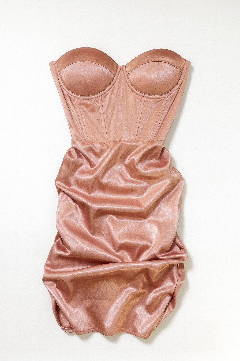 Vestido corset satinado color rosa empolvado - Size S_2