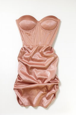 Vestido corset satinado color rosa empolvado - Size S