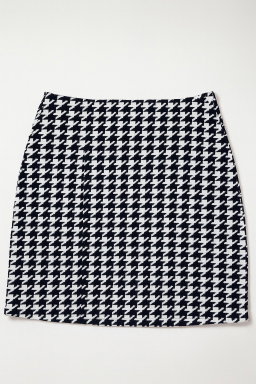 Falda corta estampado pata de gallo blanco y negro - Size M