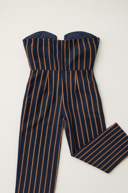 Enterizo strapless a rayas con lazo frontal - Size S