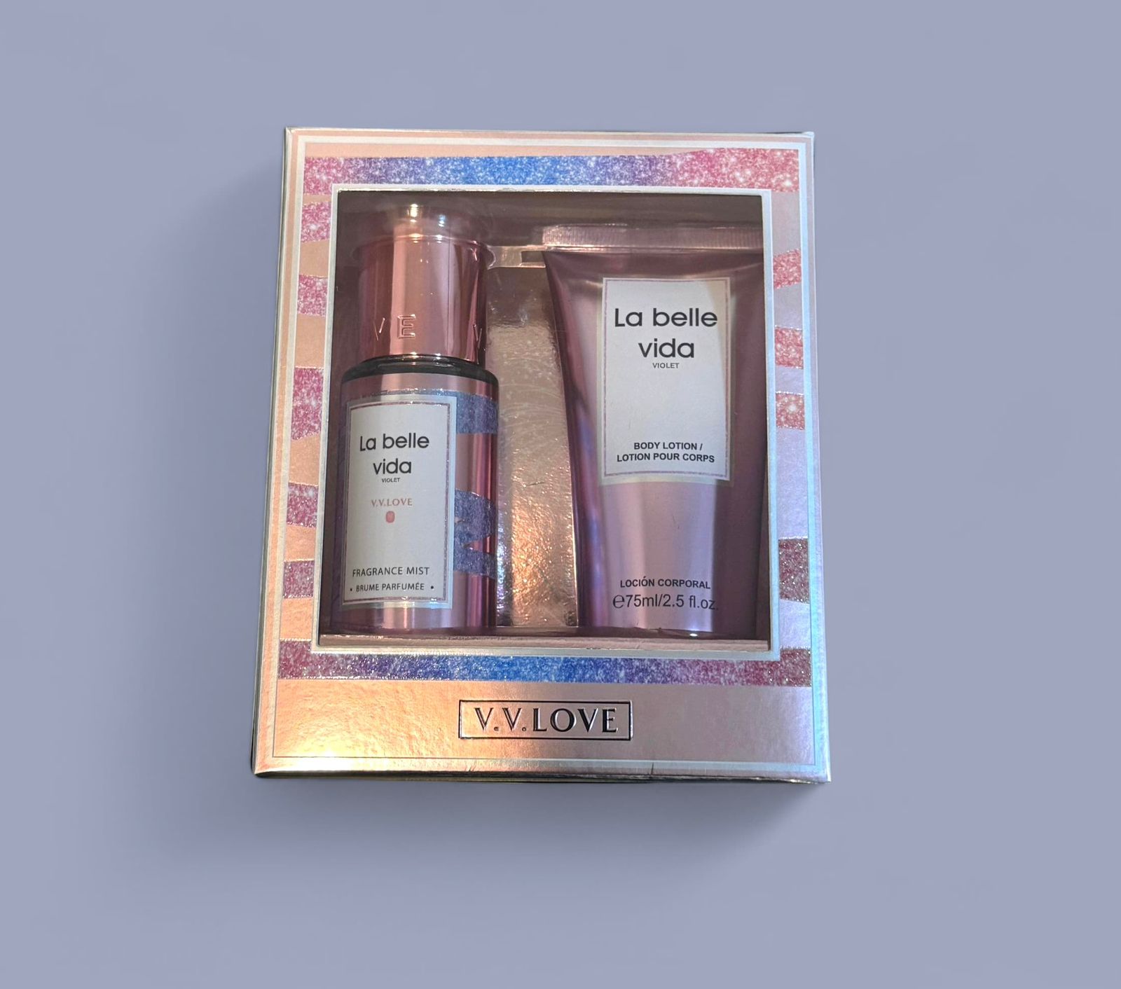 Vv love Set Body Splash Spray Perfume and Lotion Sets La belle vida - في في لوف مجموعة ميست ولوشن الجسم لا بيلي فيدا