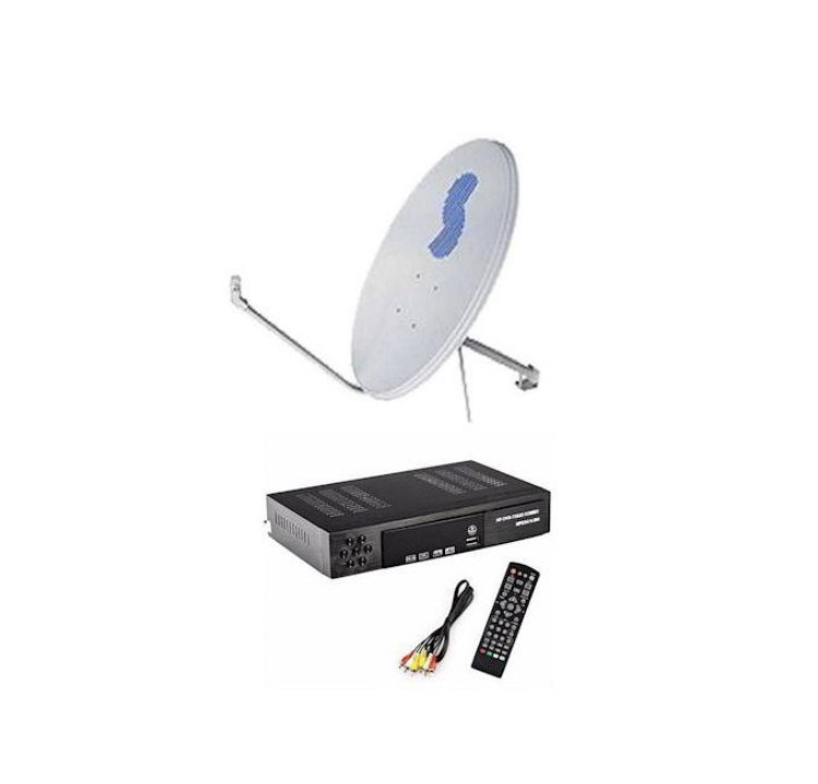 Strong Quality Advance Satellite Dish with Combo Decoder - White 