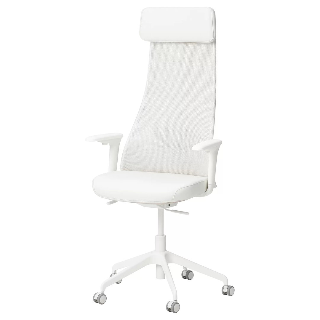 Office chair with armrests, grann white IKEA JÄRVFJÄLLET