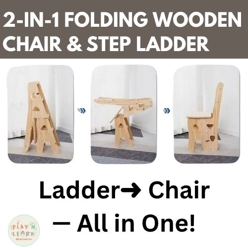 2-IN-1 FOLDING WOODEN CHAIR & STEP LADDER _1