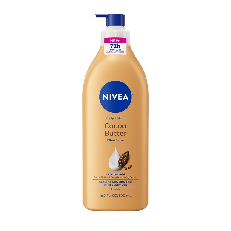 NIVEA Cocoa Butter Body Lotion for Dry Skin with Hyaluronic Acid, 72Hr Moisturizer, 16.9 fl oz