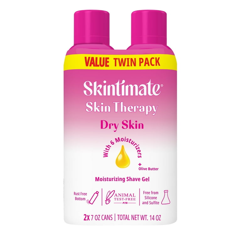 Skintimate Dry Skin Women’s Shave Gel, Fresh Scent, Moisturizing Shaving Cream Twin Pack, 7 oz Each
