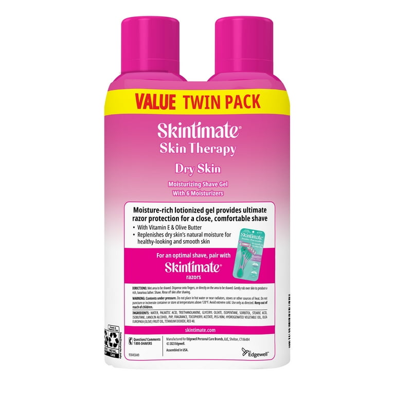Skintimate Dry Skin Women’s Shave Gel, Fresh Scent, Moisturizing Shaving Cream Twin Pack, 7 oz Each_1