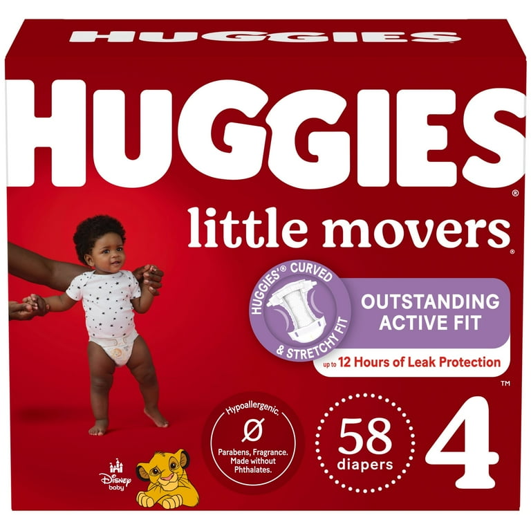 Huggies Little Movers Baby Diapers, Size 4 (22-37 lbs), 58 Ct_0