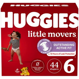 Huggies Little Movers Baby Diapers, Size 6 (35+ lbs), 44 Ct
