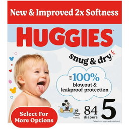 Huggies Snug & Dry Baby Diapers, Size 5 (27+ lbs), 84 Ct
