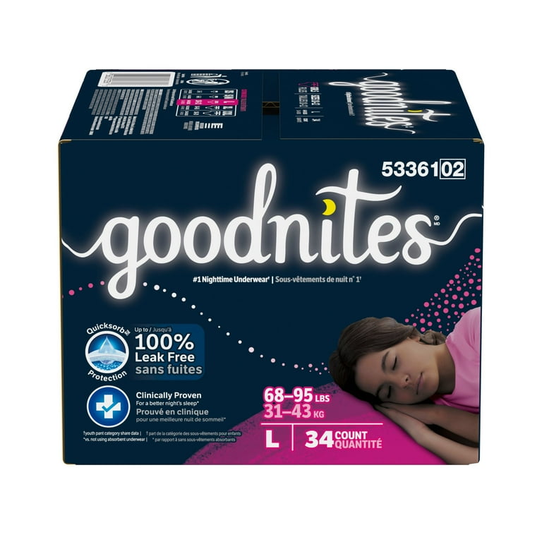 Goodnites Bedwetting Underwear for Girls, L (68-95 lbs), 34 Ct_0