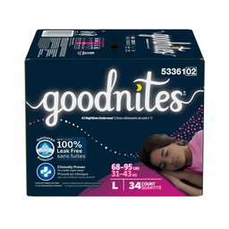 Goodnites Bedwetting Underwear for Girls, L (68-95 lbs), 34 Ct