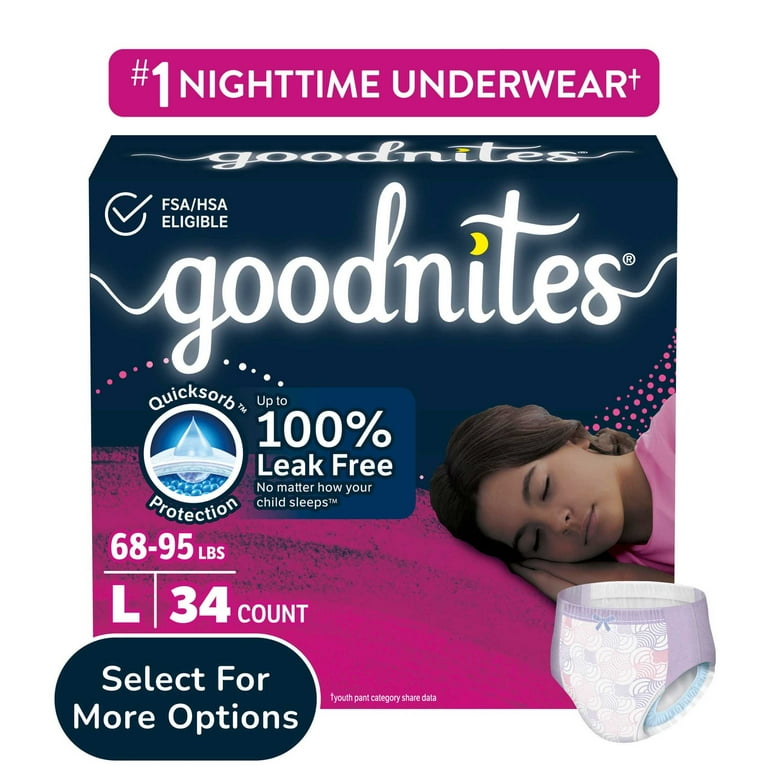 Goodnites Bedwetting Underwear for Girls, L (68-95 lbs), 34 Ct_1