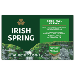 Irish Spring Original Clean Deodorant Bar Soap for Men, 3.7 oz