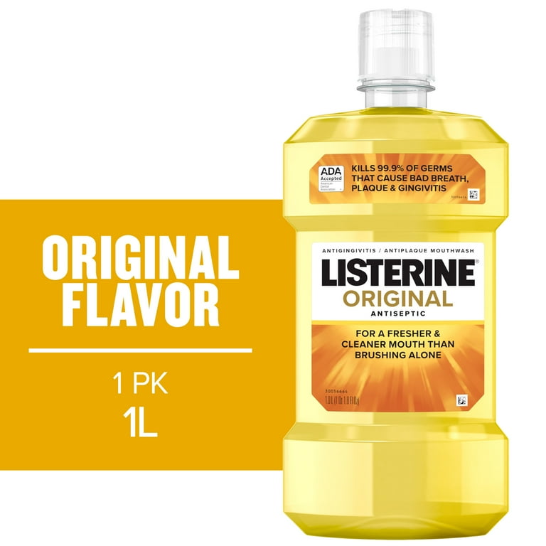 Listerine Original Antiseptic Mouthwash for Bad Breath & Plaque Oral Care, 1 L_0