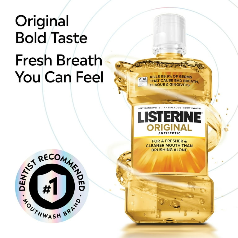 Listerine Original Antiseptic Mouthwash for Bad Breath & Plaque Oral Care, 1 L_1