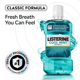Listerine Cool Mint Antiseptic Mouthwash, For Bad Breath & Plaque Oral Care, 1 L