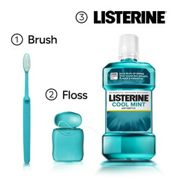 Listerine Cool Mint Antiseptic Mouthwash, For Bad Breath & Plaque Oral Care, 1 L