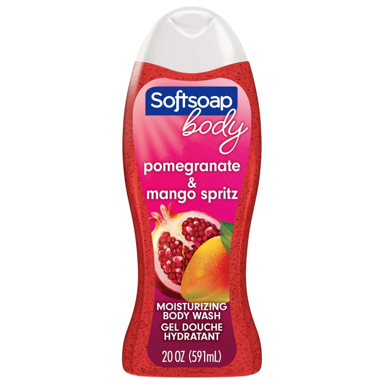 Softsoap Moisturizing Body Wash, All Skin Types, Juicy Pomegranate and Mango, 20 fl oz Bottle