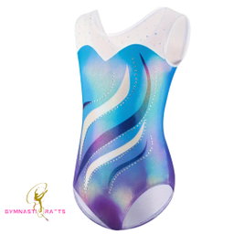  Ocean Blue Gradient Sparkle Gymnastics Leotard  + Matching Scrunchie