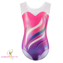  Sunset Pink Gradient Sparkle Gymnastics Leotard  + Matching Scrunchie 