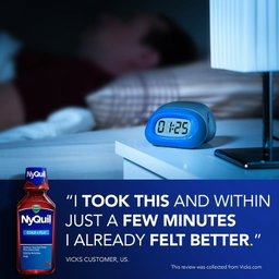 Vicks NyQuil Cold and Flu Liquid, Nighttime Cold and Flu Medicine, Cherry, 12 Fl oz