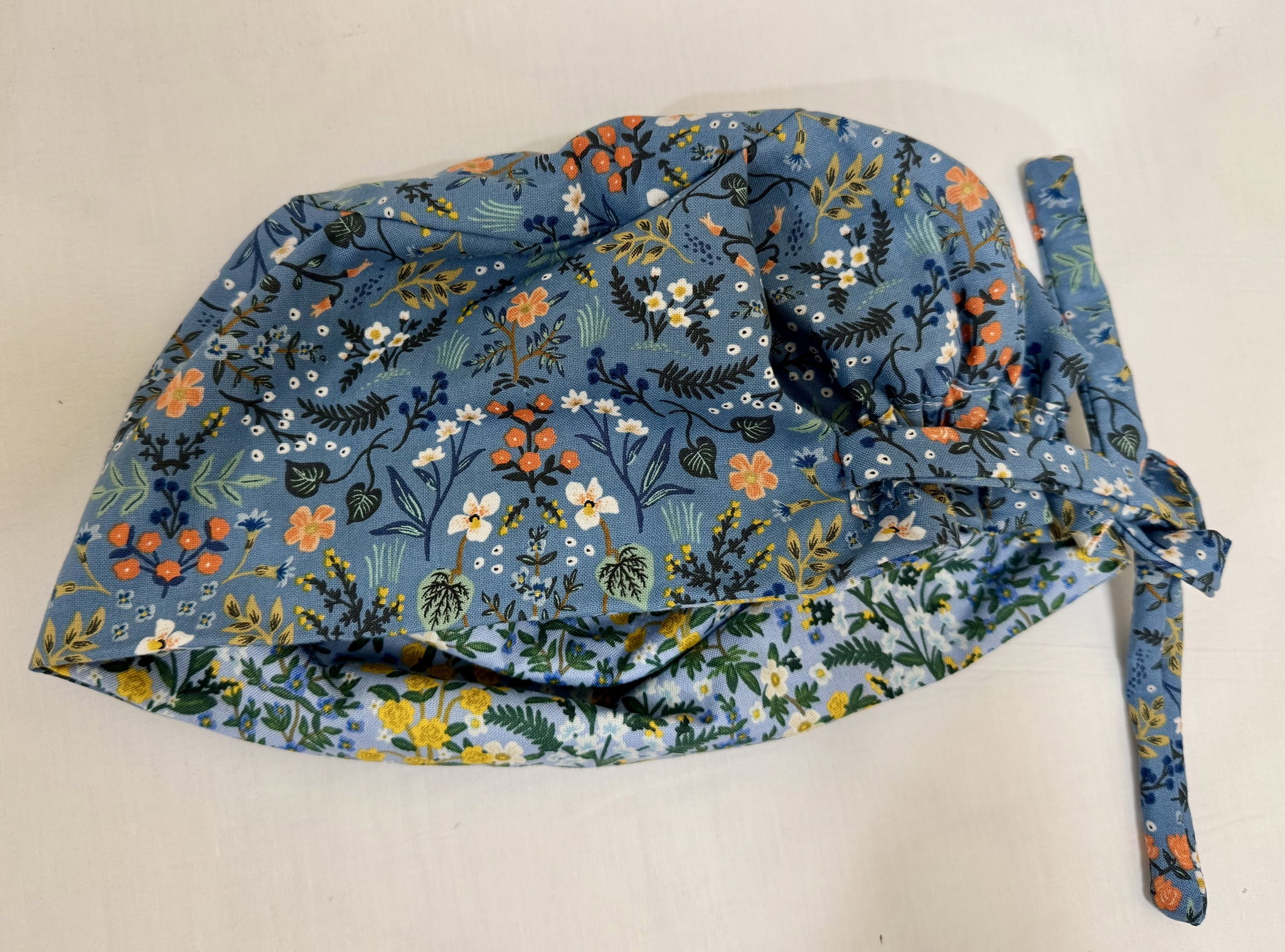 Rifle Paper Co (Blue on Blue) Reversible Scrub Cap (Elastic & Tie)_0
