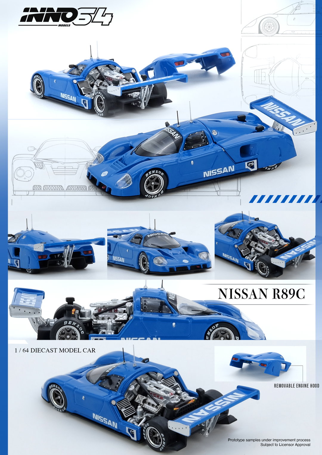 INNO MODEL 1/64 NISSAN R89C - BLUE