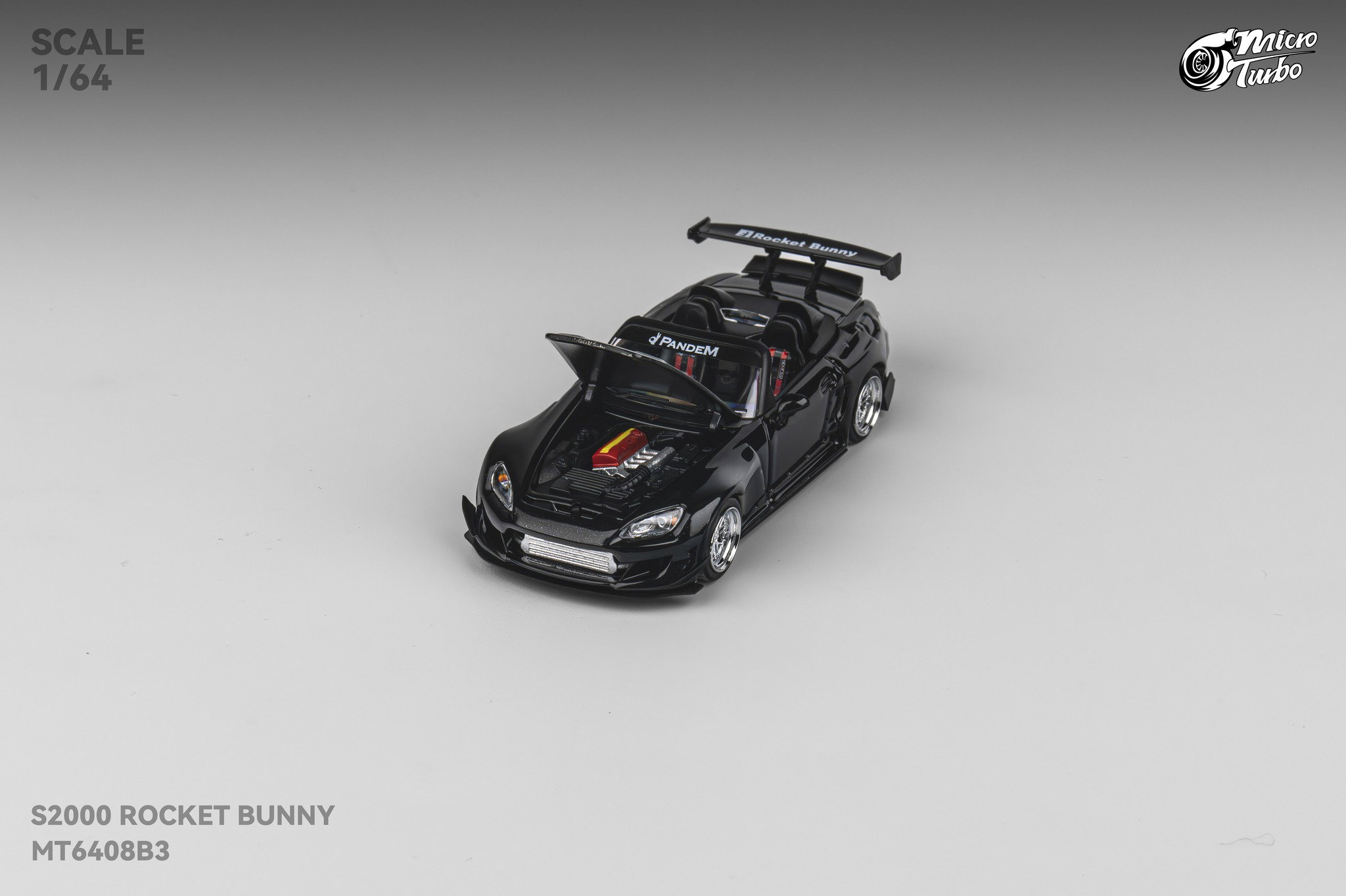MICRO TURBO MODEL 1/64 HONDA S2000 ROCKET BUNNY - METALLIC BLACK_5