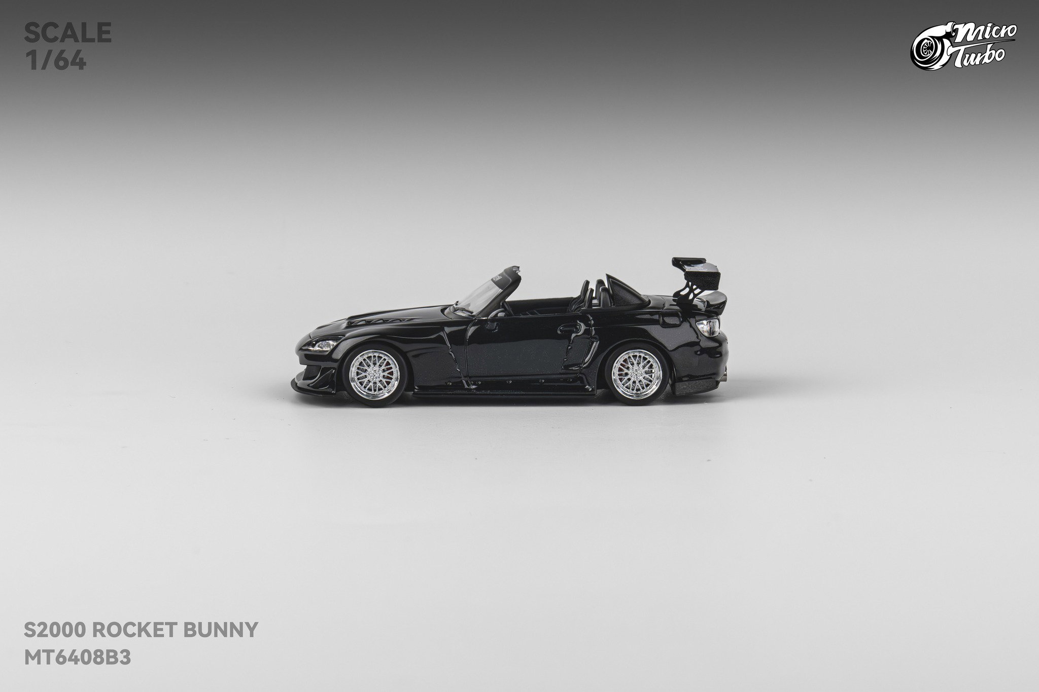 MICRO TURBO MODEL 1/64 HONDA S2000 ROCKET BUNNY - METALLIC BLACK_4