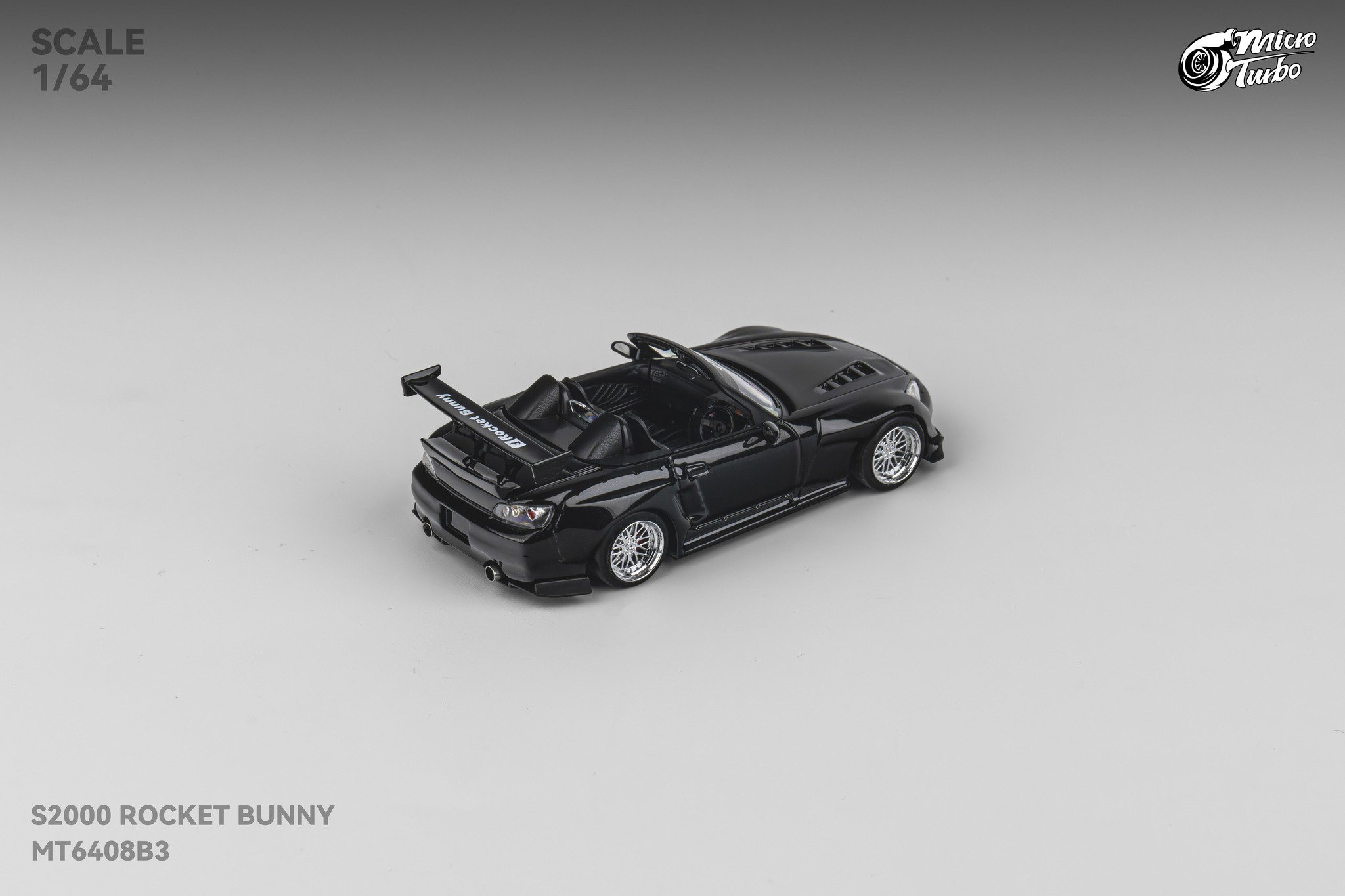 MICRO TURBO MODEL 1/64 HONDA S2000 ROCKET BUNNY - METALLIC BLACK_9