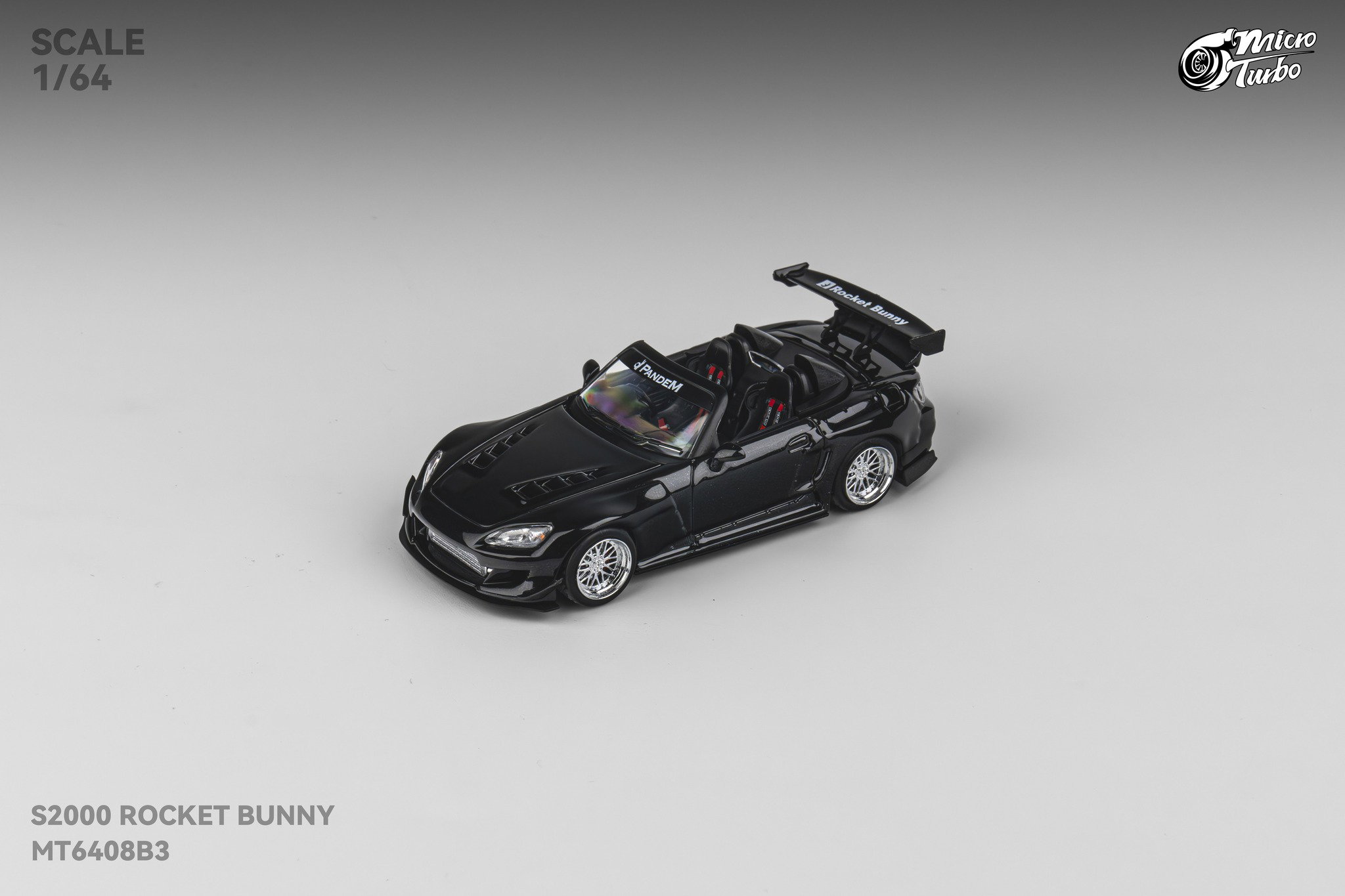 MICRO TURBO MODEL 1/64 HONDA S2000 ROCKET BUNNY - METALLIC BLACK_8
