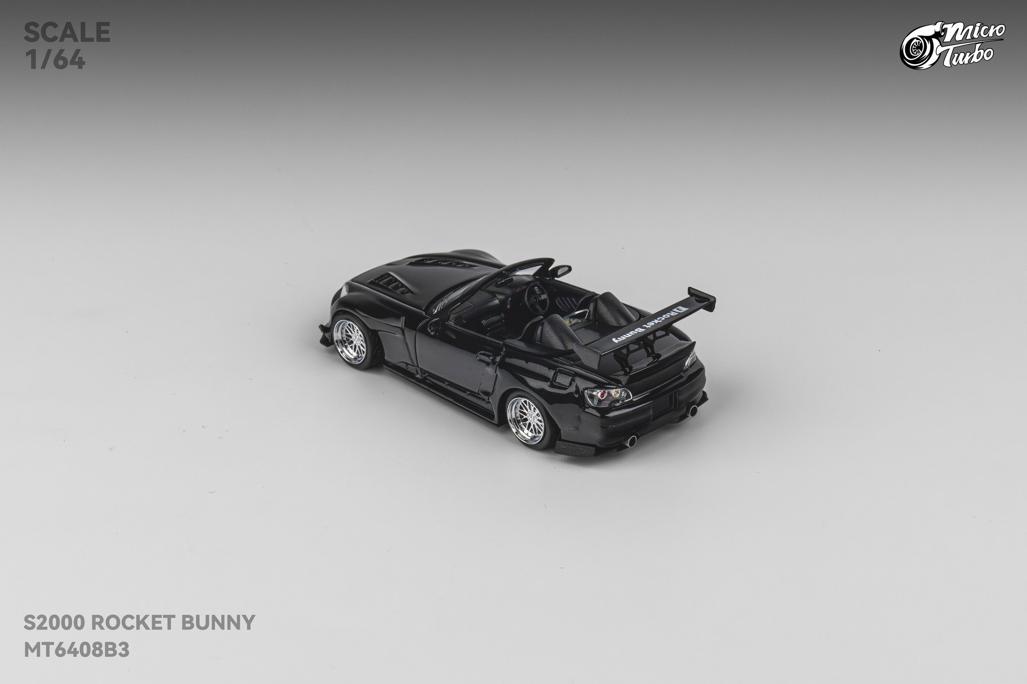 MICRO TURBO MODEL 1/64 HONDA S2000 ROCKET BUNNY - METALLIC BLACK_7