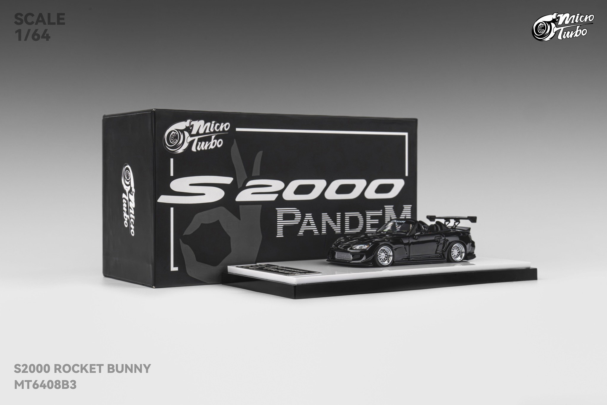 MICRO TURBO MODEL 1/64 HONDA S2000 ROCKET BUNNY - METALLIC BLACK_1