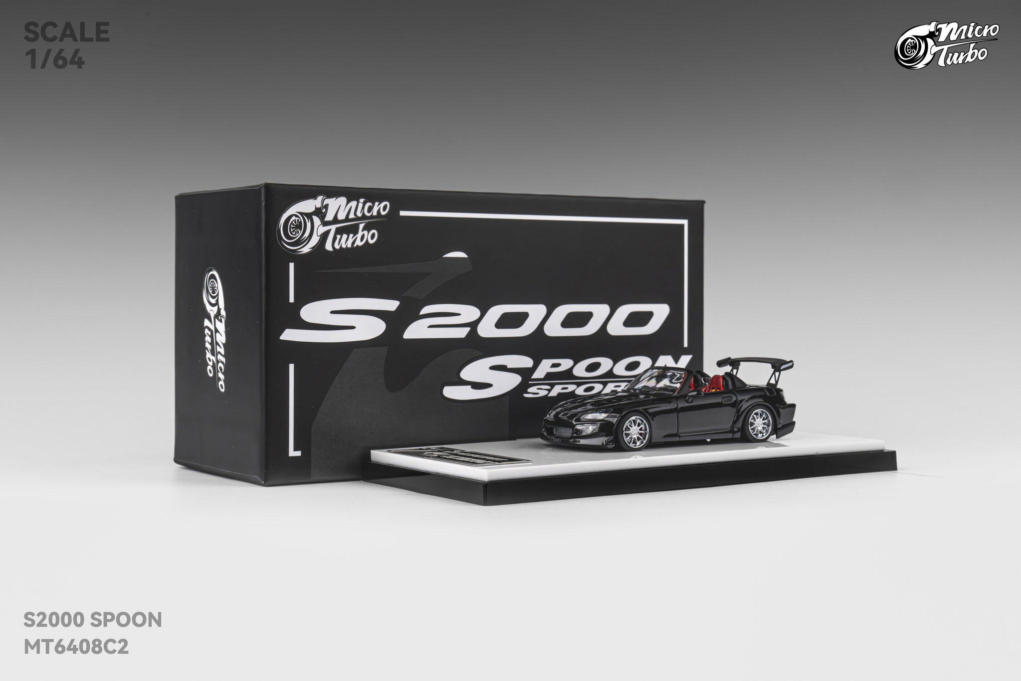 MICRO TURBO MODEL 1/64 HONDA S2000 SPOON SPORT - METALLIC BLACK_2