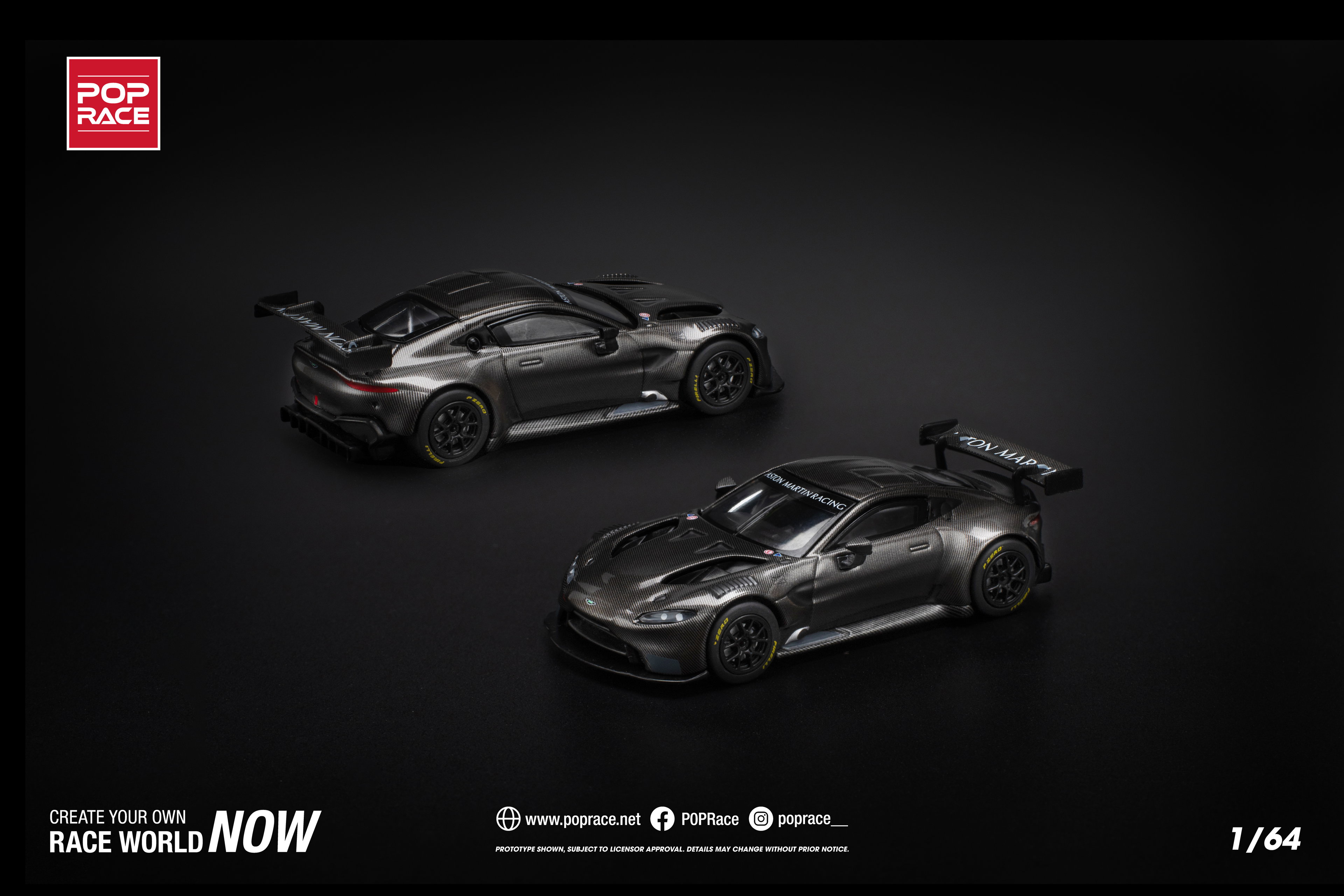 POP RACE MODEL 1/64 ASTON MARTIN VANTAGE GT3 - CARBON EDITION