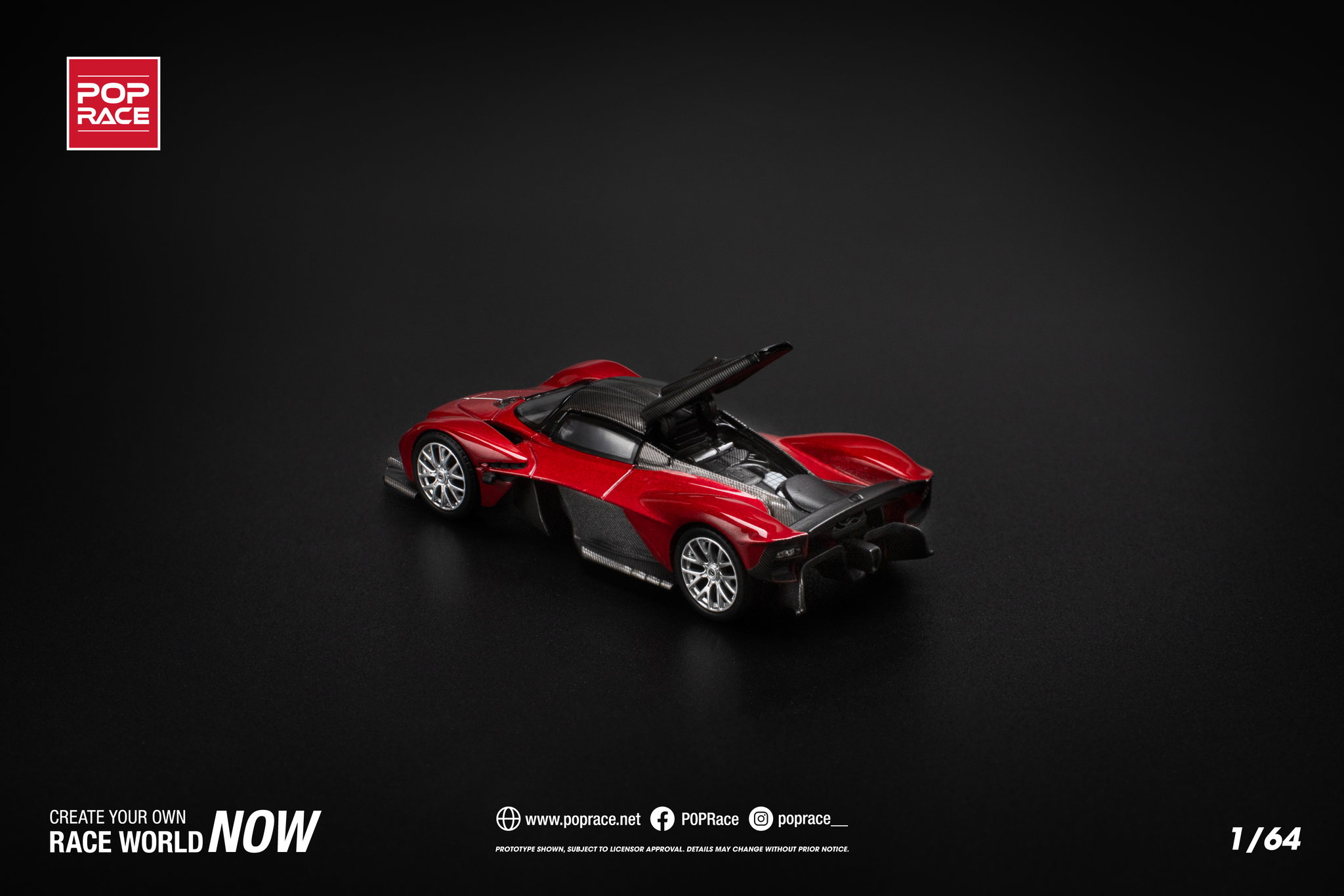POP RACE MODEL 1/64 ASTON MARTIN VALKYRIE - SUPERNOVA RED_1