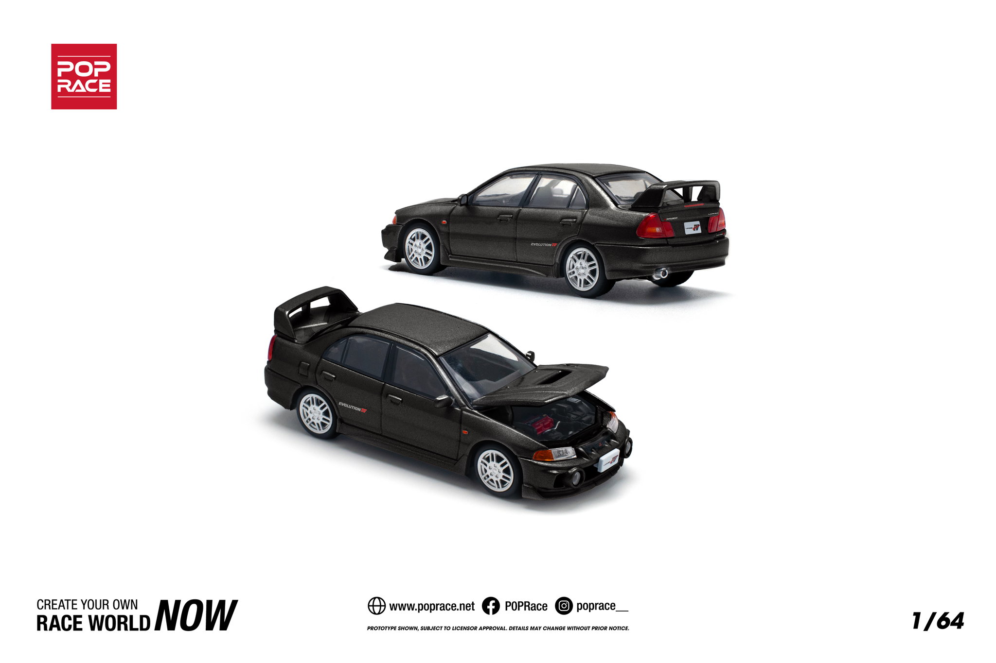 POP RACE MODEL 1/64 MITSUBISHI LANCER EVO 4 - PEARL BLACK_0