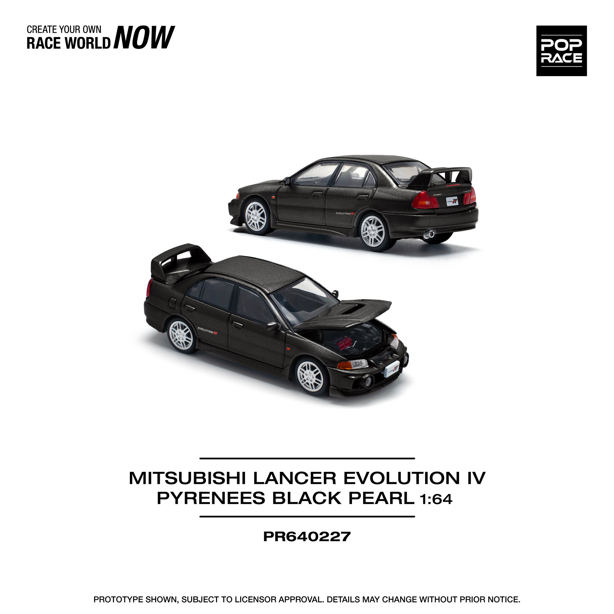 POP RACE MODEL 1/64 MITSUBISHI LANCER EVO 4 - PEARL BLACK_1