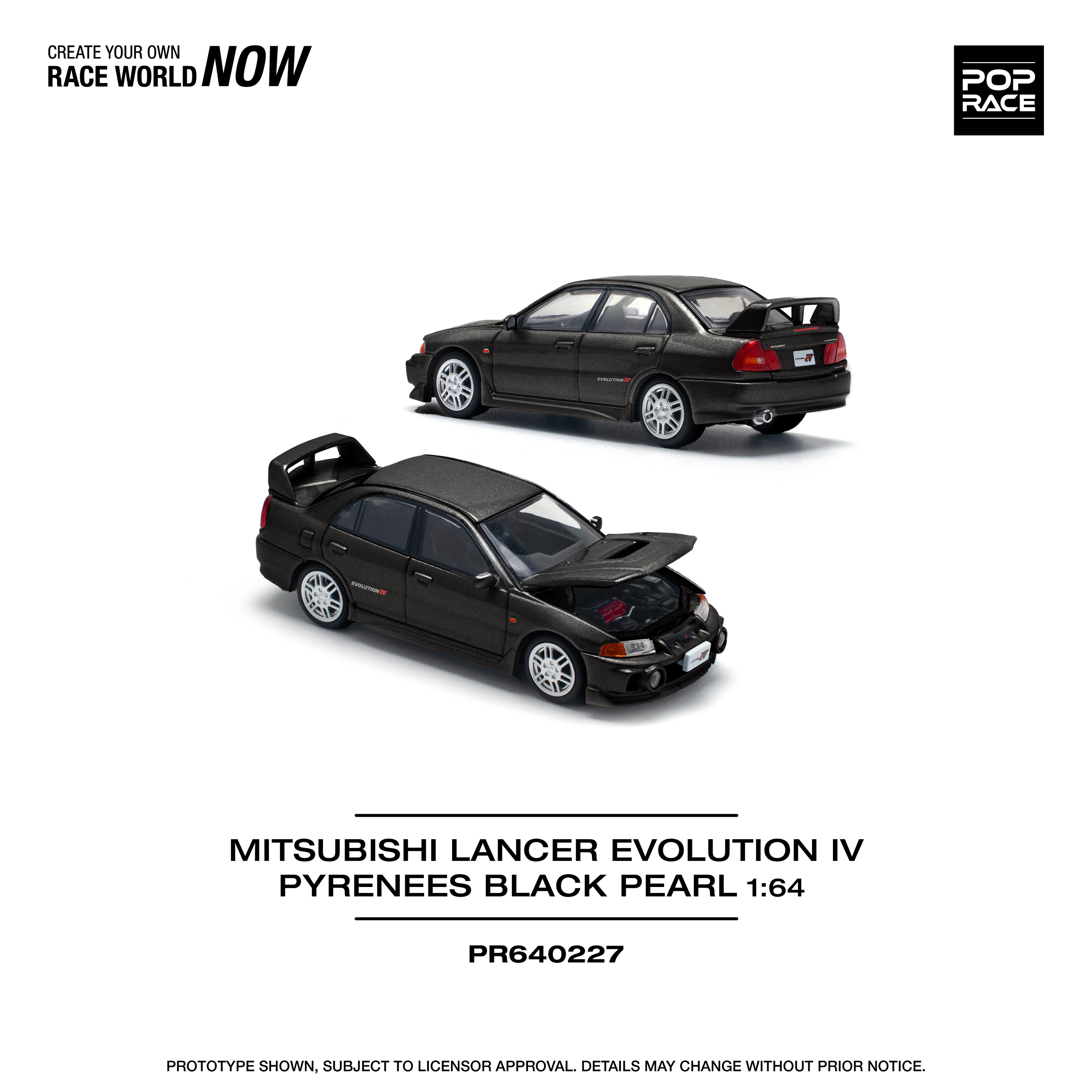 POP RACE MODEL 1/64 MITSUBISHI LANCER EVO 4 - PEARL BLACK_1
