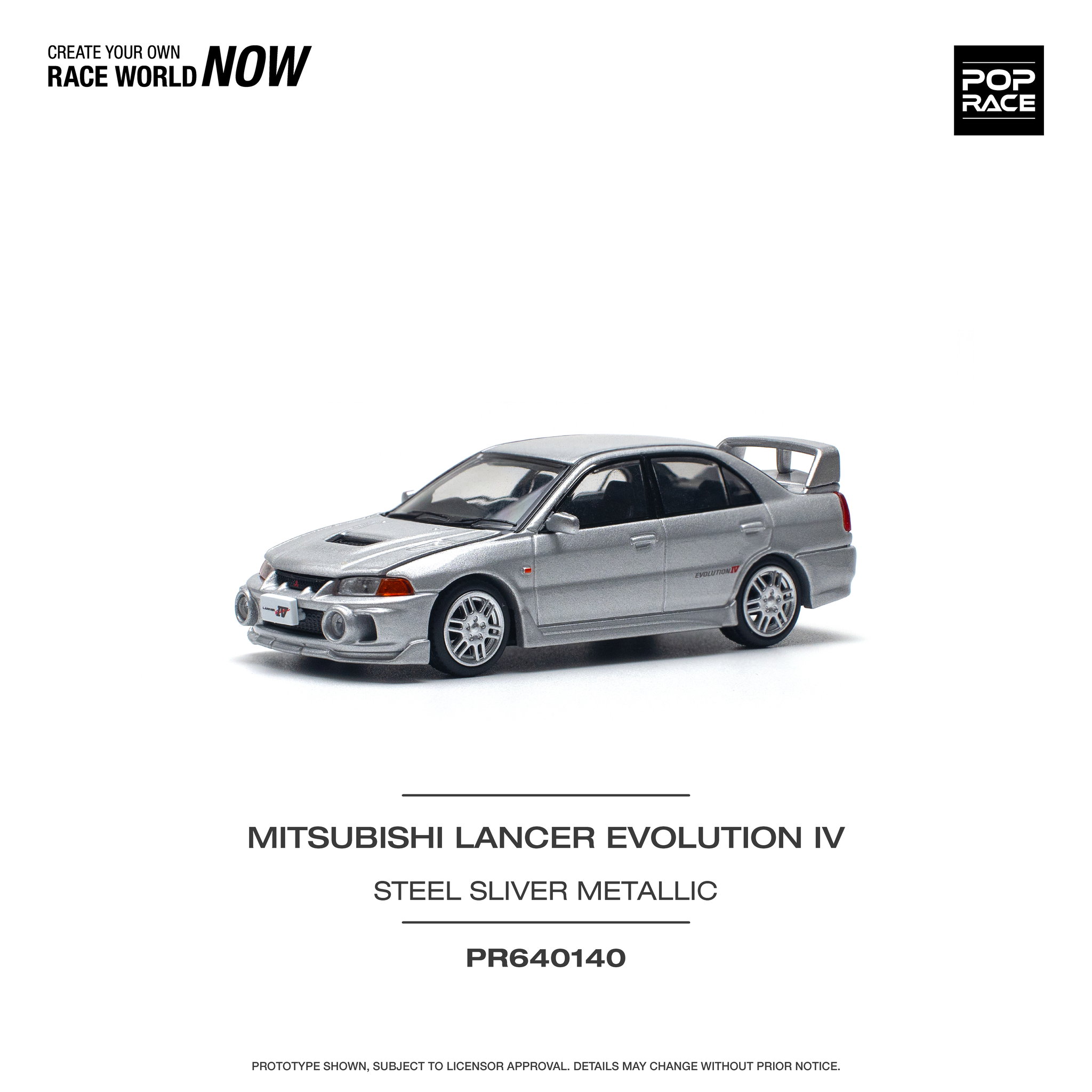 POP RACE MODEL 1/64 MITSUBISHI LANCER EVO 4 - STEEL SILVER_2