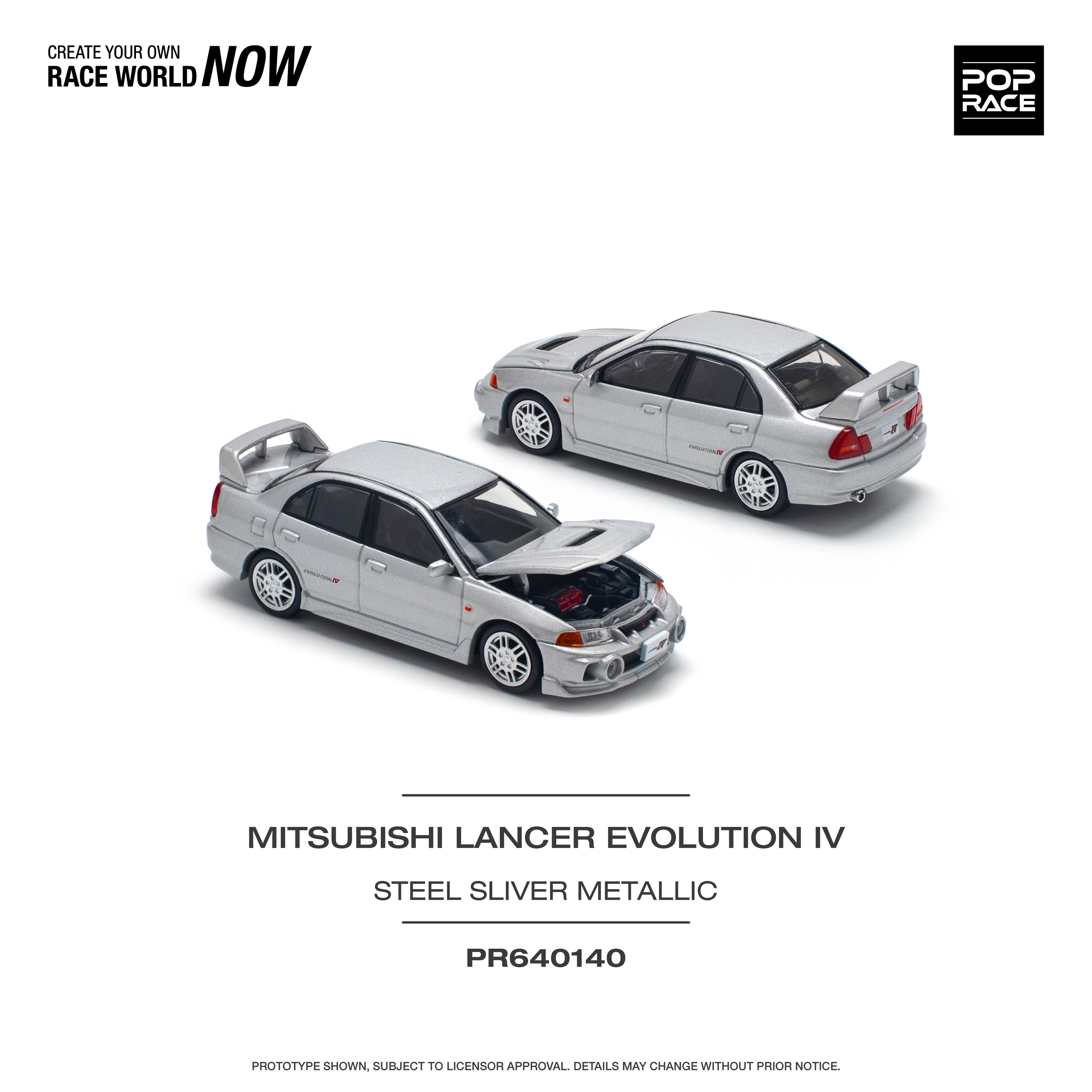 POP RACE MODEL 1/64 MITSUBISHI LANCER EVO 4 - STEEL SILVER_1