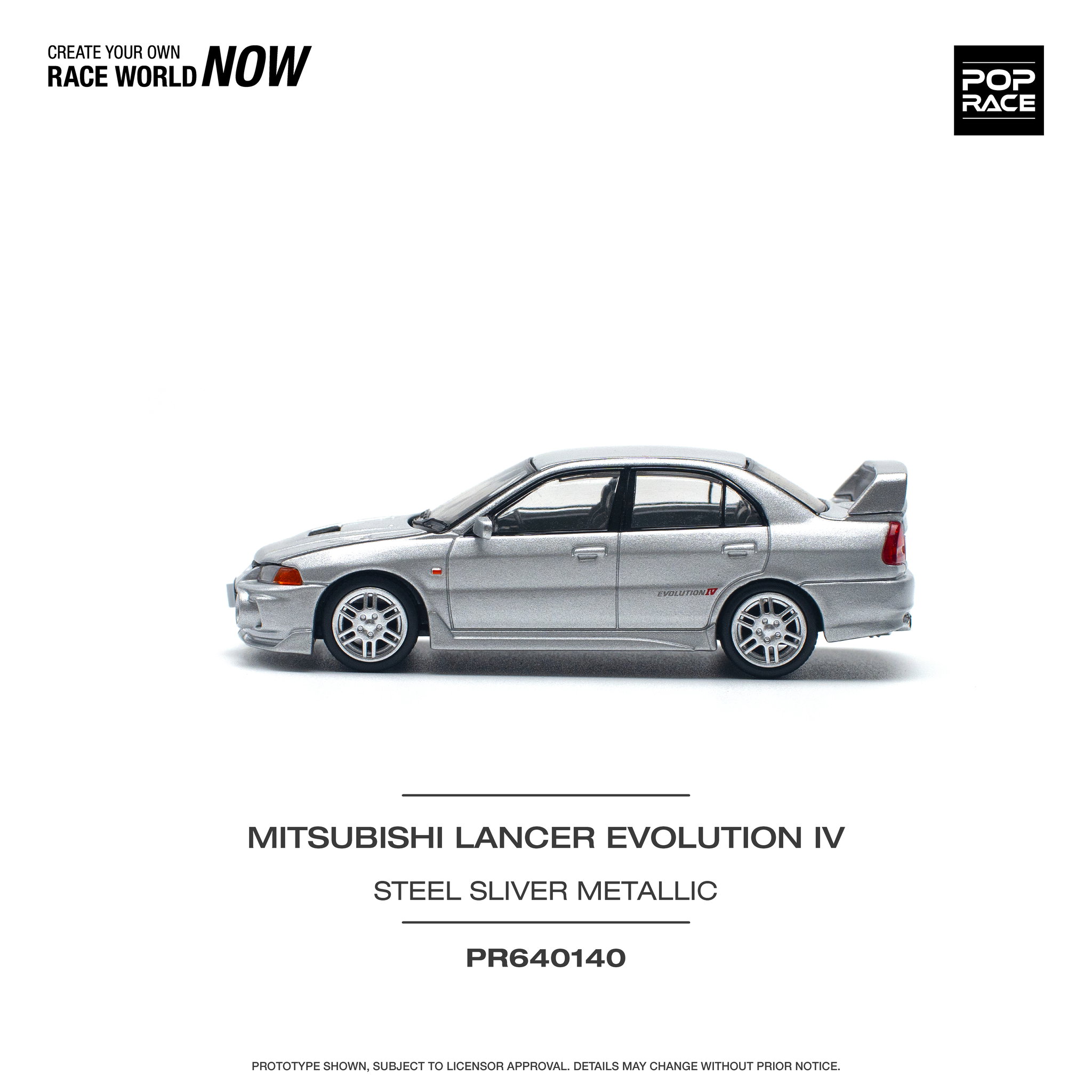 POP RACE MODEL 1/64 MITSUBISHI LANCER EVO 4 - STEEL SILVER_3