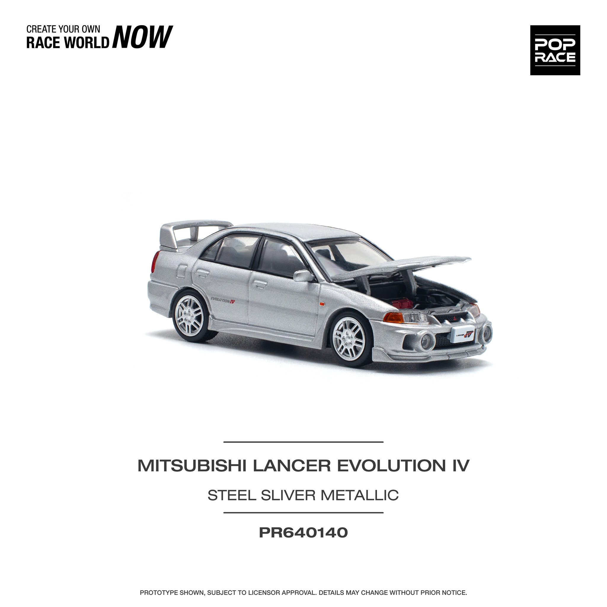 POP RACE MODEL 1/64 MITSUBISHI LANCER EVO 4 - STEEL SILVER_8
