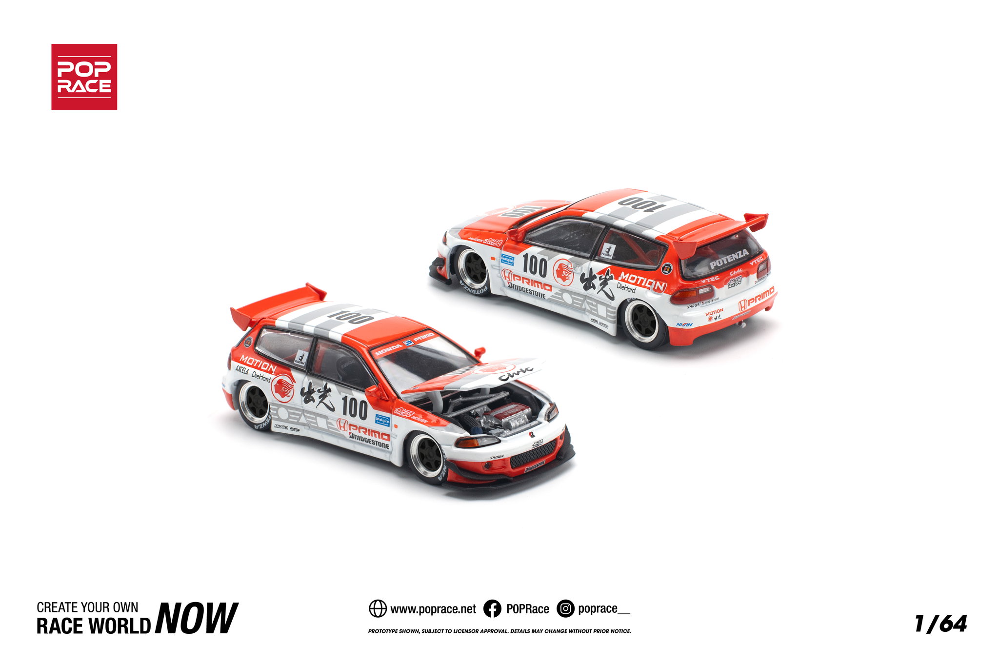 POP RACE MODEL 1/64 PANDEM CIVIC EG6 v1.5 IDEMITSU MOTION INFINITE_1